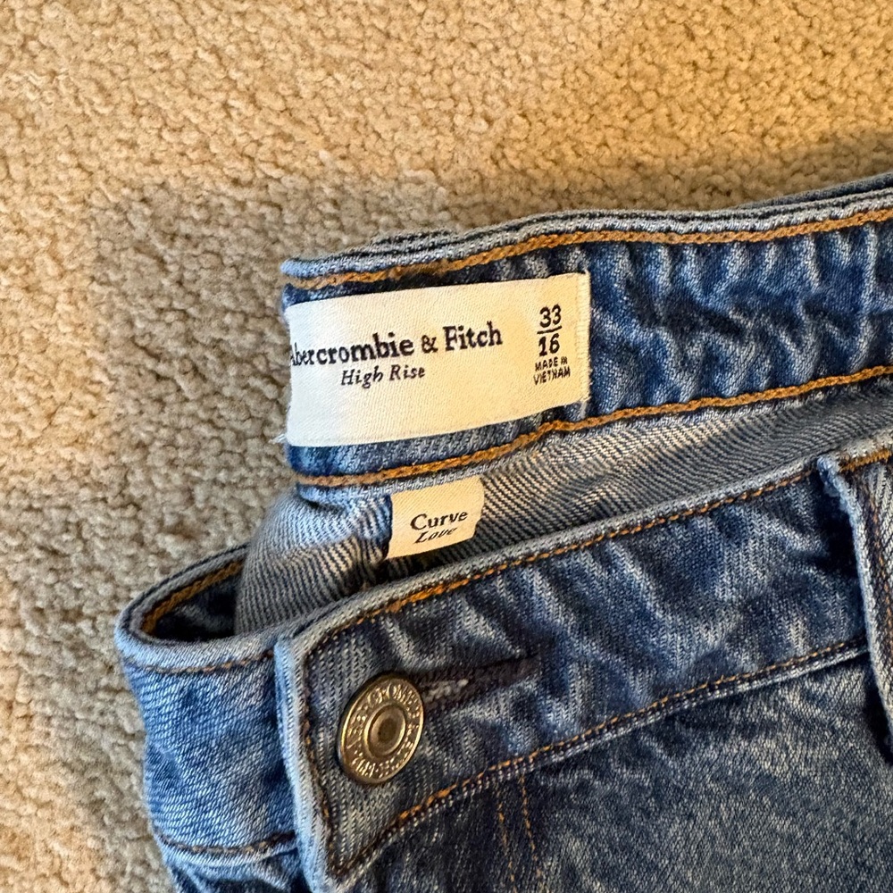 Abercrombie & Fitch Curve Love High Rise Wide Leg Jeans Size 16 (33) Raw Hem - Picture 8 of 8